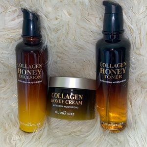 A set of Collagen Honey Emulsion, Toner and face cream.